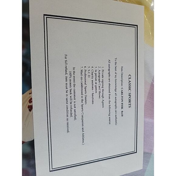 Carlton fisk Autographed 8x10 With Coa - Picture 4 of 4